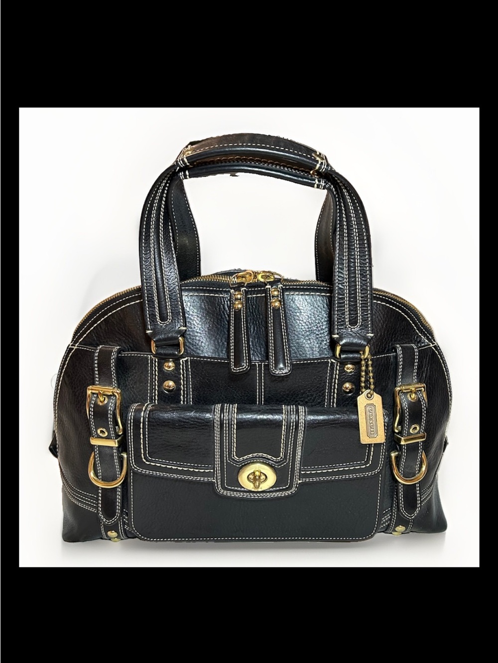 Coach Hamptons Miranda Satchel-Black Leather, Brass Hardware 2007 Style: (11085)